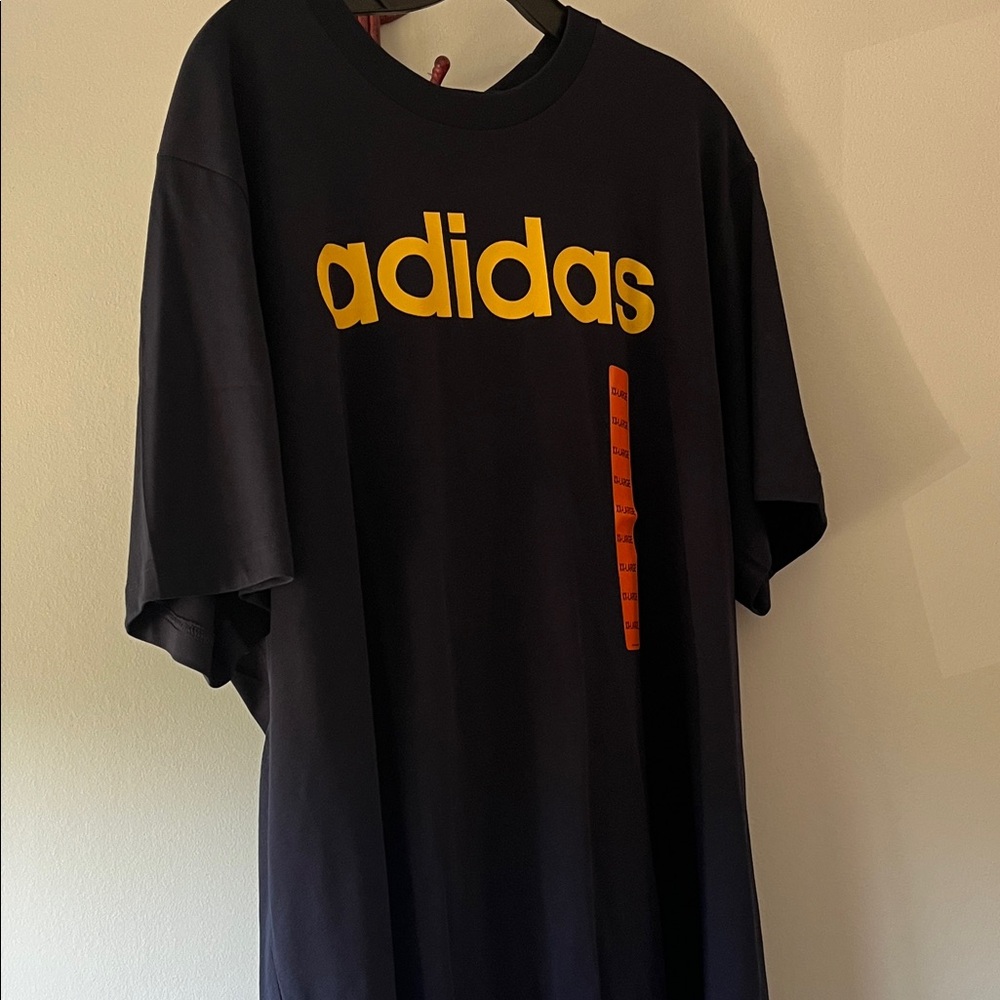 Adidas Men's Navy and Orange Tee
